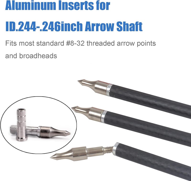 AsYeegata 36 Pack Aluminum .244 Arrow Inserts for Carbon Arrows, 6.2mm Archery Practice Tips, Arrow Shaft Hunting Archery Accessories - Image 4